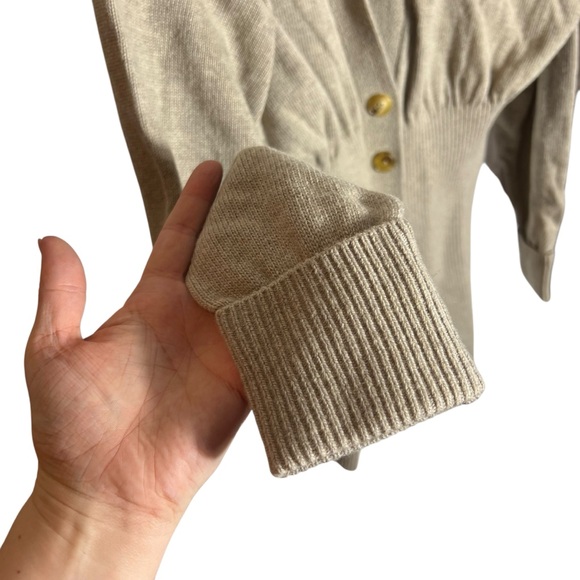 Alexander Wang Smocked Waist Cardigan, Light Oatmeal, Small - Picture 6 of 12